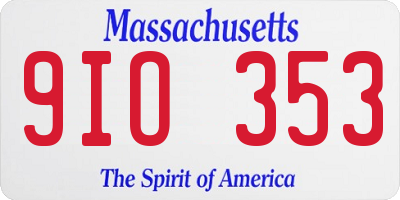 MA license plate 9IO353