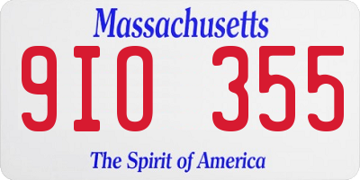 MA license plate 9IO355