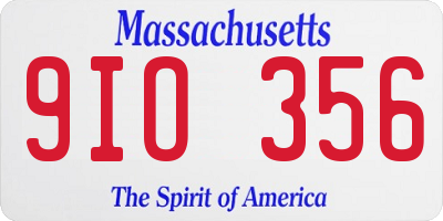 MA license plate 9IO356