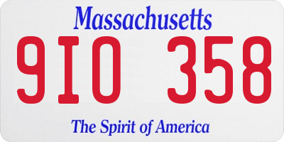 MA license plate 9IO358