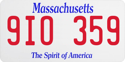 MA license plate 9IO359