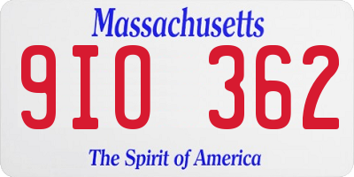 MA license plate 9IO362