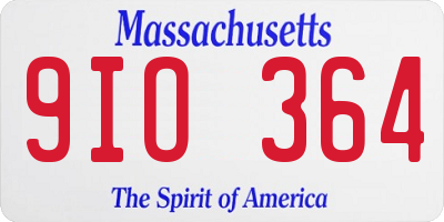 MA license plate 9IO364