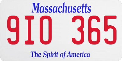 MA license plate 9IO365