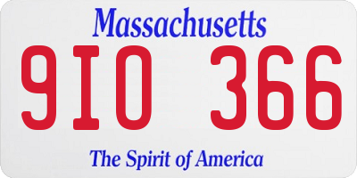 MA license plate 9IO366