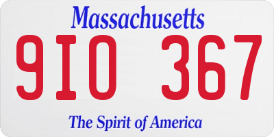 MA license plate 9IO367