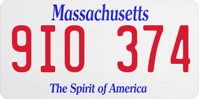 MA license plate 9IO374