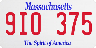 MA license plate 9IO375