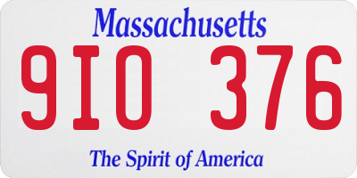 MA license plate 9IO376