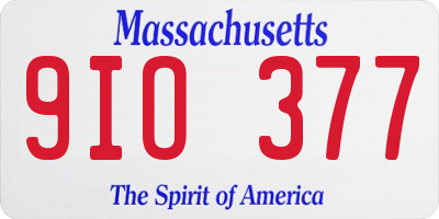MA license plate 9IO377