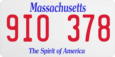 MA license plate 9IO378