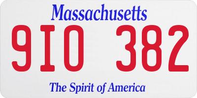 MA license plate 9IO382