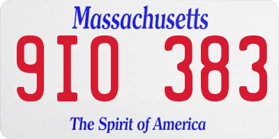 MA license plate 9IO383