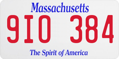 MA license plate 9IO384