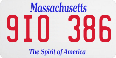 MA license plate 9IO386