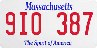 MA license plate 9IO387