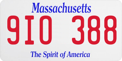 MA license plate 9IO388
