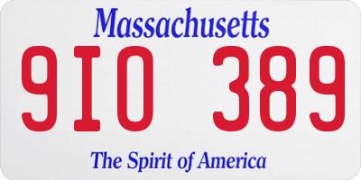 MA license plate 9IO389