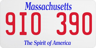 MA license plate 9IO390