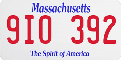 MA license plate 9IO392