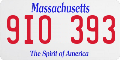 MA license plate 9IO393