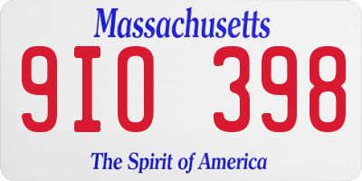 MA license plate 9IO398