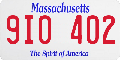 MA license plate 9IO402