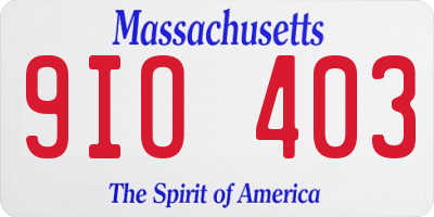 MA license plate 9IO403