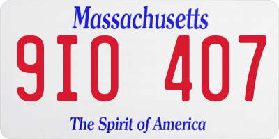 MA license plate 9IO407