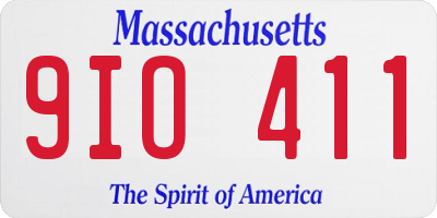 MA license plate 9IO411