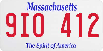 MA license plate 9IO412