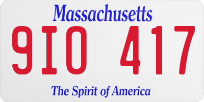 MA license plate 9IO417