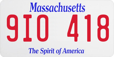 MA license plate 9IO418