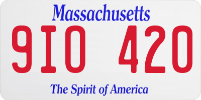 MA license plate 9IO420