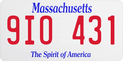 MA license plate 9IO431