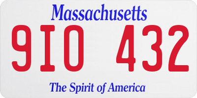 MA license plate 9IO432