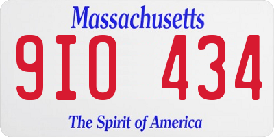 MA license plate 9IO434