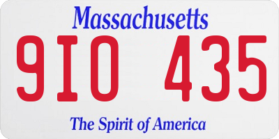 MA license plate 9IO435