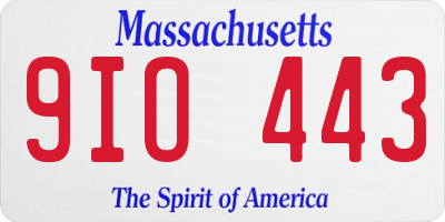 MA license plate 9IO443