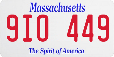 MA license plate 9IO449