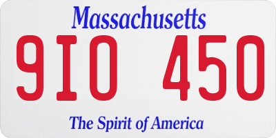 MA license plate 9IO450
