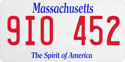 MA license plate 9IO452