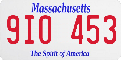 MA license plate 9IO453