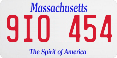 MA license plate 9IO454