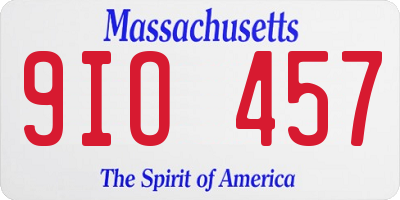 MA license plate 9IO457