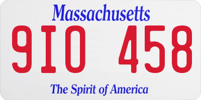 MA license plate 9IO458