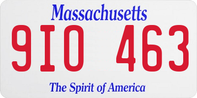 MA license plate 9IO463