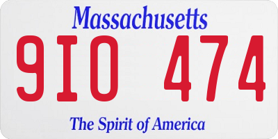 MA license plate 9IO474