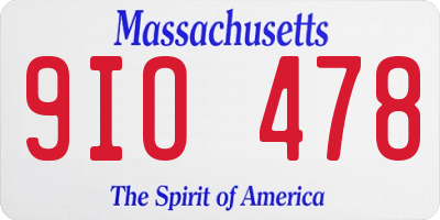 MA license plate 9IO478
