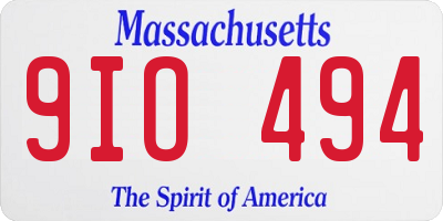 MA license plate 9IO494